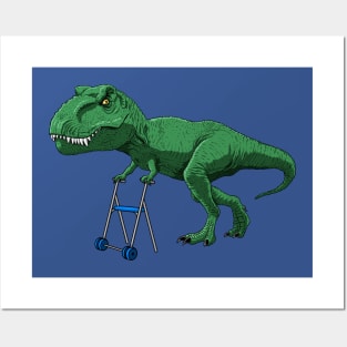 Old T-Rex with walker Posters and Art